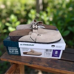 Staheekum NEW Genuine Suede,clog,mule,Water Repellant SZ 8 moldable foot bed